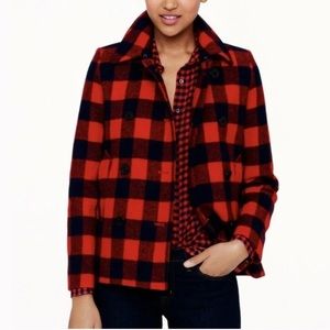 J Crew Buffalo Check Wool Peacoat